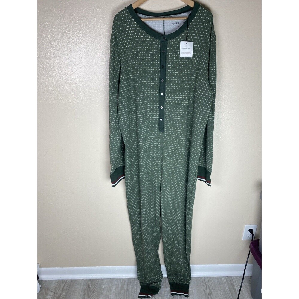 Hearth & Hand Magnolia Men's One Piece Pajamas Long John XL Tall Lounge PJ